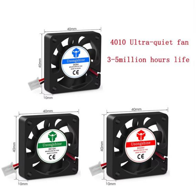 라디에이터 쿨러 SP-3 브러시리스 DC 팬 3D 프린터 부품 3010 4010 5010 5015 5 V 12 24V, [01] 5V, [01] 4010, 1) 5V  4010