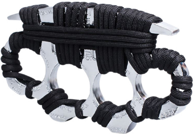 잇곰 호신용 차량용 장식용 글러브 끈꼬임 너클 실버, 2개