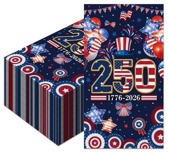 HVEST 100Pcs Disposable 4th of July Paper Napkins Patriotic Guest 레드 and 블루 Hand Towels Dinner Par, Blue Red