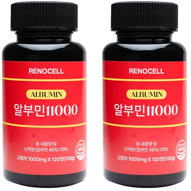 리노셀 프리미엄 고함량 난백 알부민 11000 1000mg 밀크씨슬 식약청인증, 2개, 120정 - 쿠팡