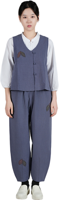 [편한생활한복] 여자 개량한복 여름 낙엽 슬라브 조끼 바지