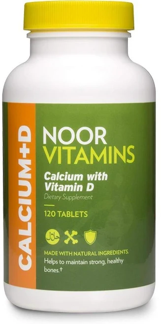 Noor Vitamins 칼슘 비타민 D2 600mg 800IU 할랄 비건 120정, 1개 - 쿠팡