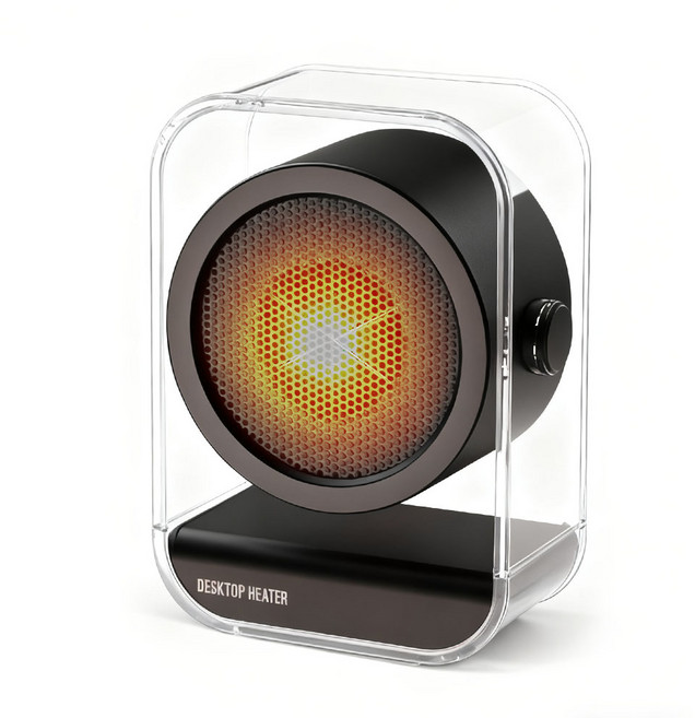 Detao 초경량 탁상용 히터 PTC온풍기 가정용 휴대용 전기 히터 무소음 2단계 온도 조절, 블랙