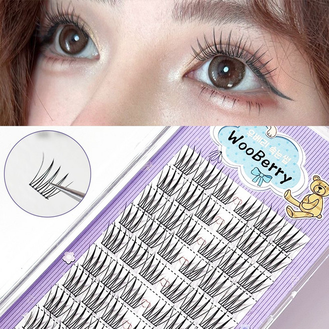 우베리 인조 가닥속눈썹 아이돌 포인트래쉬 A형 자연스러운 속눈썹연장 대용량 아이래쉬 10줄 60모, 1개, M02