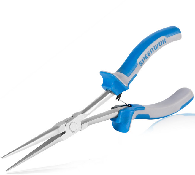 SPEEDWOX 롱 리치 니들 노즈 플라이어 7인치 슬림 엑스트라 롱 노즈 미니정밀 와이어 루프 파인 플라이어좁은 공간에 도달하기 어려운 부드러운 턱 높은 레버리지로 노력을줄입니다, 1개