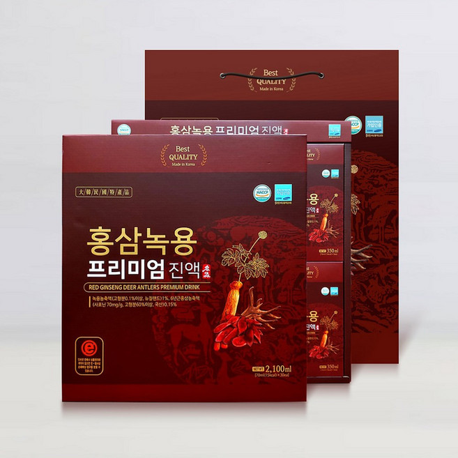 [선물세트] 홍삼 녹용 프리미엄 진액 30포 선물세트 + 쇼핑백증정, 1박스, 30회분