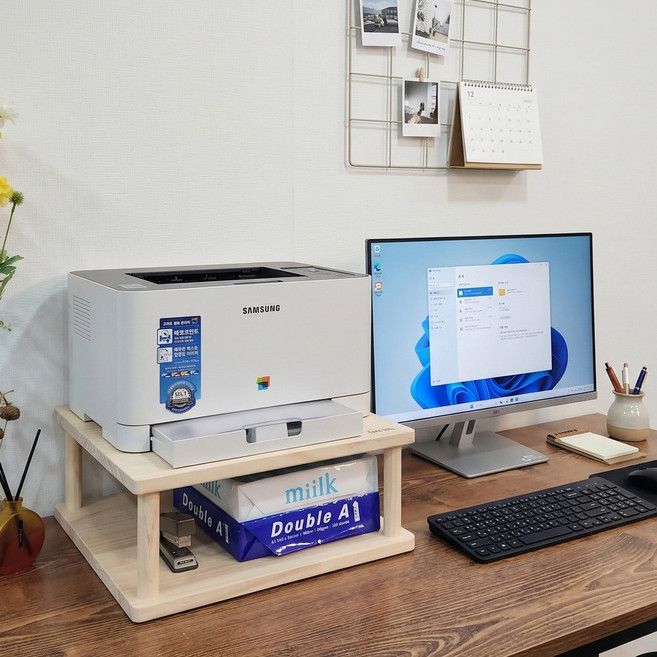이앤위즈 원목 프린터선반 복사지 수납공간 활용 프린터거치대 다용도선반, 뉴송원목, 본상품선택, 1개