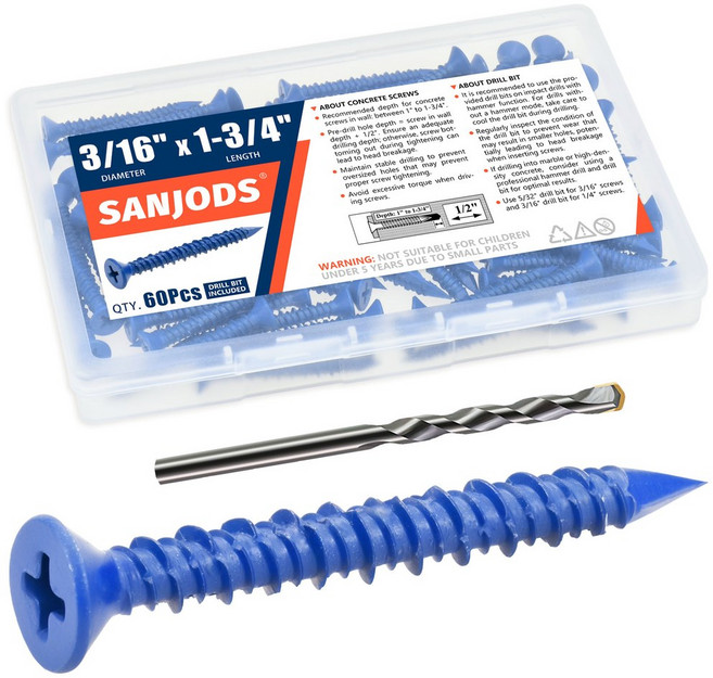 16 또는 콘크리트 나사 벽돌 앵커 시멘트 블록 파란색 드릴 플랫 치장용 비트