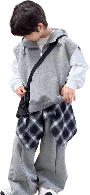 삐삐네옷가게 초등 남아 키즈 후드 베스트 트레이닝 3종세트