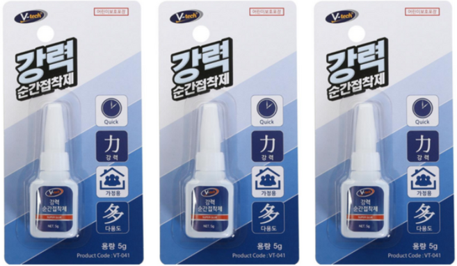 Vtech 순간접착제 5g VT-041, 3개