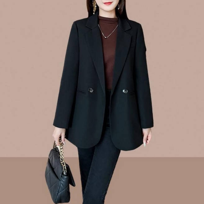 Makone 여성 캐주얼 정장자켓 솔리드 심플 데일리 오피스룩 양복자켓