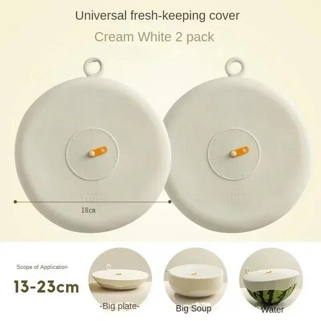 트리플 팩 실리콘 씰링 뚜껑 그릇 용 원형 고온 안전 크리스퍼 커버 주방 필수품, 01 White-L