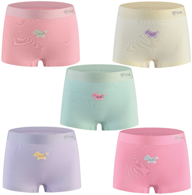 럭키차일드 여아용 프리미엄 텐셀 모달 키즈 목마 무봉제 사각팬티 드로즈 5종세트 아동 어린이 유아 키즈 팬티 3세부터 11세이상