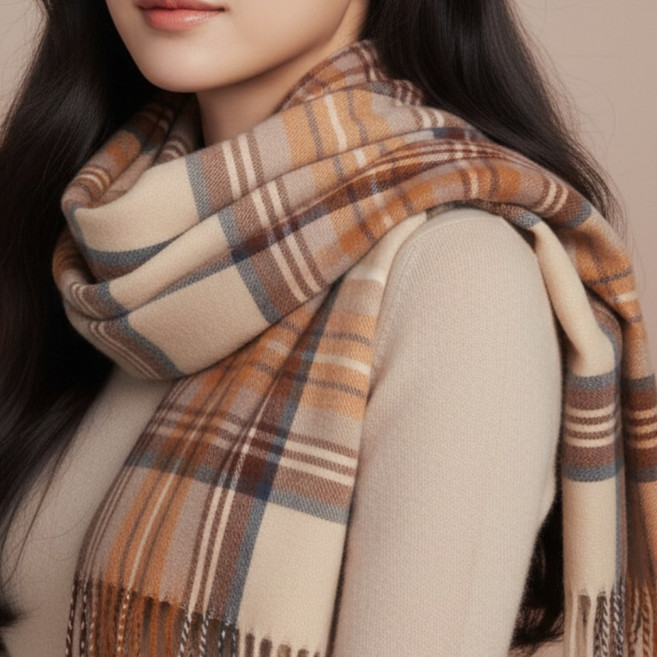 벨루빈 체크무늬 머플러 목도리