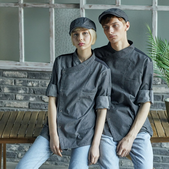 스타일리쉬 크로스넥 식당 셰프복 조리복