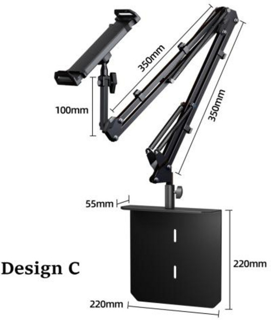 침대 스마트폰 거치대 책상 소파 360용 유연한 금속 팔 전화 태블릿 스탠드 홀더 ° iPad Air Pro 4.7-13인치 휴대폰 태블릿용 회전 클립 마운트, 3)Design C, 1개