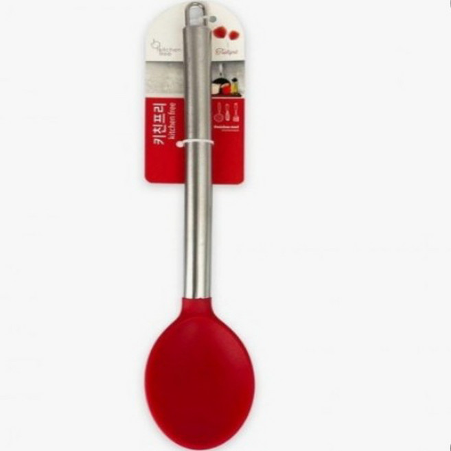 실리콘 스텐 손잡이 볶음스프푼 스크래치 걱정 없는 친환경 열탕소독 조리도구 8x30cm, 1개