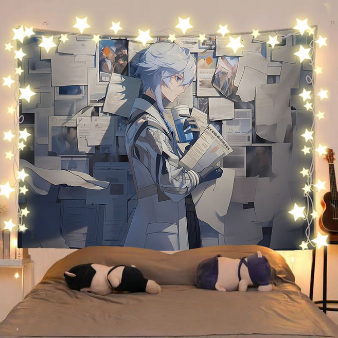 원신 굿즈 행잉 태피스트리 소 라이덴쇼군 호두 카미사토아야카 카에데하라카즈하 종려 야에미코 일러스트 패브릭포스터 벽 꾸미기 창문가리개 공간분이 문발 라이브방송 배경천 37종, 원신 패브릭 포스터-12