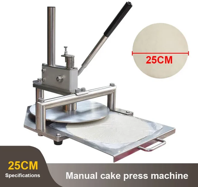 상업용 25cm 수동 케이크 플래튼 플랫 프레스 기계 핸드 피타 빵 반죽 장비 도구, 01 25CM Machine