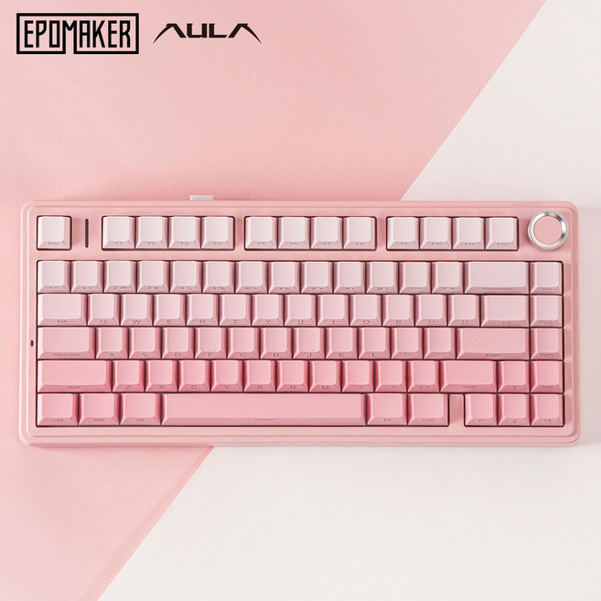 [신규색상 출시] AULA 독거미 F75 75% 컴팩트 가스켓 마운트 커스텀 기계식 키보드 NKRO 핫스왑 지원, Pastel Pink(측면각인), 제조사축