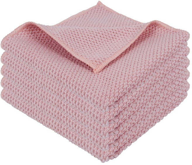 데일리오 물자국 없는 극세사 주방 행주, 5개, 핑크