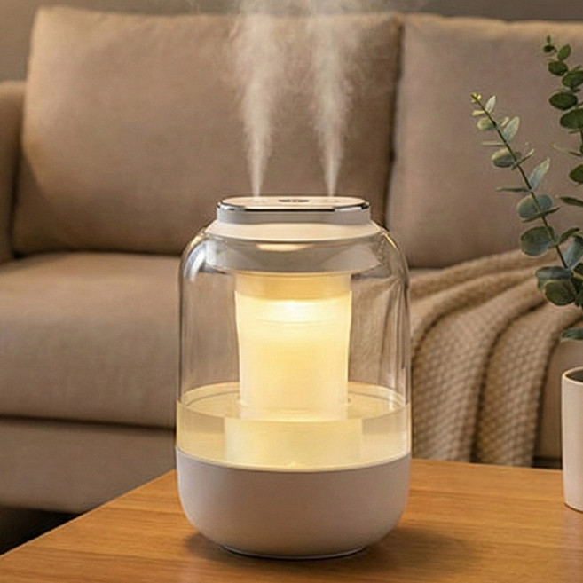 다이아큐브 대용량 1.5리터 듀얼 미스트 충전무선 USB유선 가습기 무소음 무선 무드등 가정용 사무실 탁상용, 화이트, 대용량 듀얼 미스트 무선 가습기