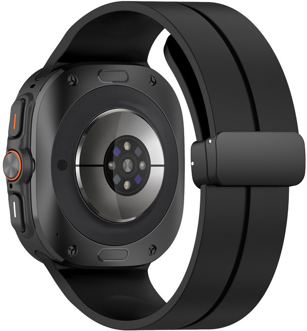 밴드톡 갤럭시워치 호환 울트라1/2 D버클 마그네틱 실리콘 스트랩 스포츠 밴드 47mm 갤럭시워치8 울트라 호환, 블랙, 1개