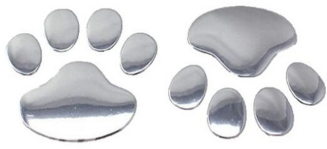 차량용 스티커 발바닥 4P 스크래치, 4개, 실버