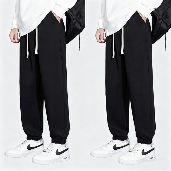 1+1 남여공용 봄가을 면 조거 팬츠 트레이닝바지 편안한 운동복 츄리닝 바지 2장 세트
