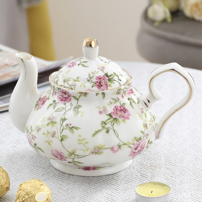 영국식 티팟 워머 주전자 휴대용 가정용 도자기 차 전통 세트 도화 핑크 커피포트 800ml, 1개, 녹등나무 커피병 800ml