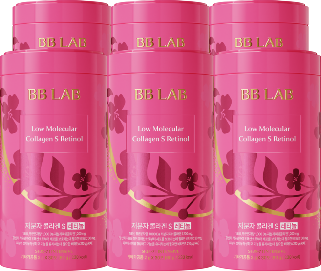 [본사출고/오늘출발] 비비랩 저분자 콜라겐 S 레티놀 뷰티 이너케어 흡수 빠른 저분자 피쉬콜라겐, 60g, 6개