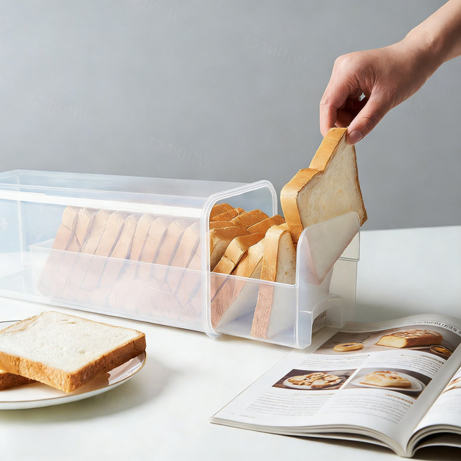 WINNECT 식빵 보관함 주방 수납함 간식 저장 용기 브레드박스 디스펜서, 1개, 기본 색상