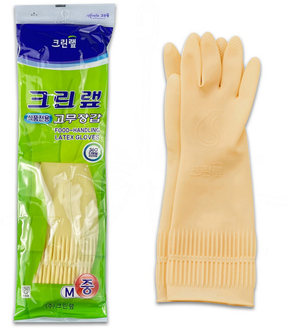 크린랩 식품전용 고무장갑 (M)중, 미색, 중(M), 1개