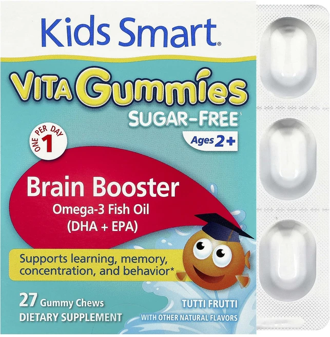 Kids Smart 비타 구미젤리 브레인 부스터 설탕 무함유 2세 이상 투티 프루티 구미젤리 츄어블 27개, KidsSmart비타구미젤리브레인부스터설탕무함유2세이상 - 쿠팡