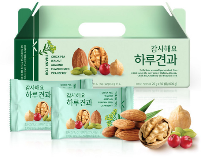 감사해요 하루견과선물세트30입 60봉(2세트) 감사선물 견과류세트 답례품, 60개