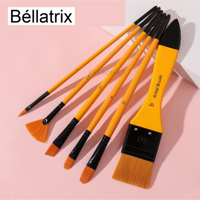 신보웬 메이크마인 유화 아크릴 브러시 6종 세트 오렌지, 1세트