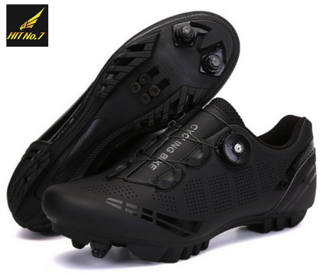 (당일배송)국내배송 HIT No.7 초경량 평페달 자전거신발 사이클 슈즈 로드 MTB S4, MTB 블랙, 46