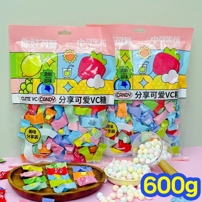 샤오커오라 민트향 무설탕 비타민C 과일 믹스 캔디 베트남 비타팝스 사탕 정품 빠른출고, 1개, 600g - 쿠팡