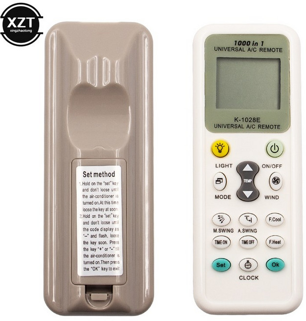 범용 에어컨 원격 리모컨 K-1028E 저전력 소비 LCD A/C 1000 in 1, WHITE, 한개옵션0