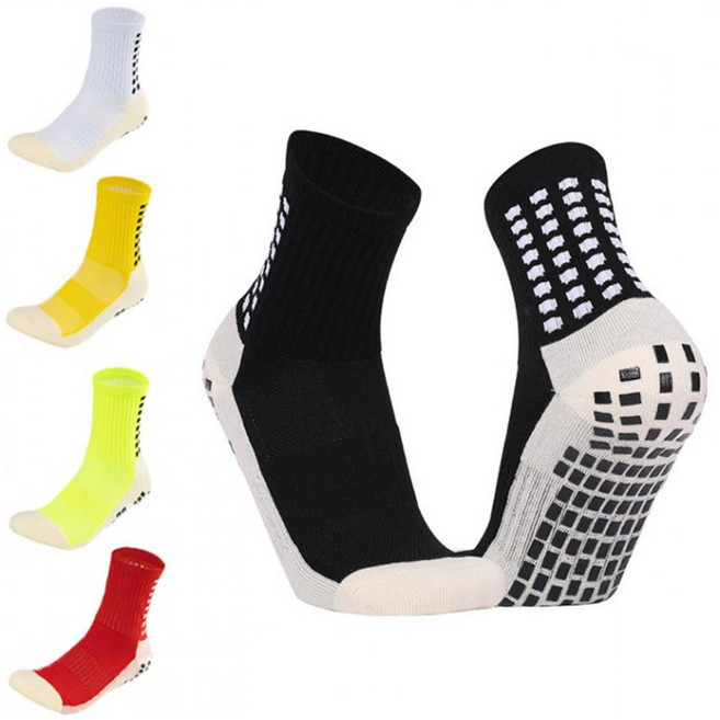 리브론 논슬립 하프 삭스 스포츠 양말 축구 풋살 러닝 미끄럼방지 쿠션 중목, 레드, 1개