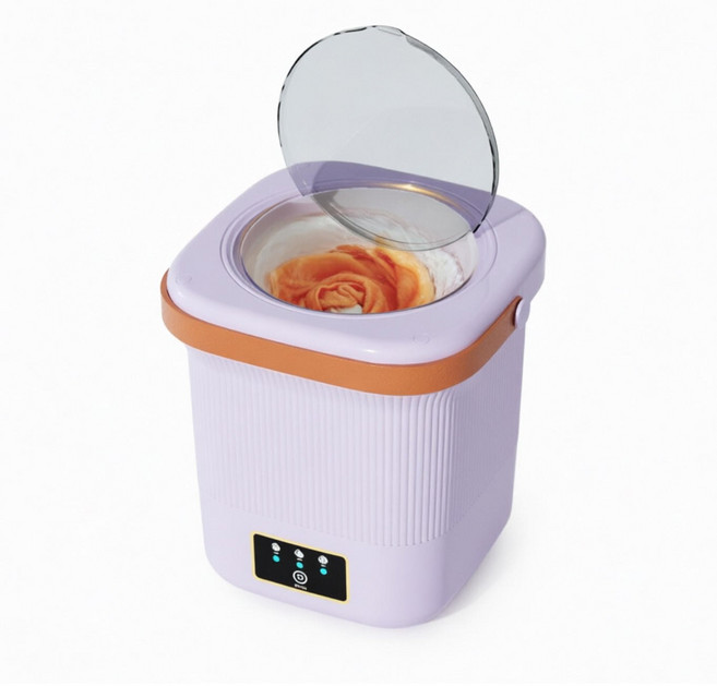 迷你一體式洗衣機 9L 小型家用洗襪子神器 洗脫兩用內衣褲, 1個, 【9L丁香紫】一體清洗機丨藍光燈