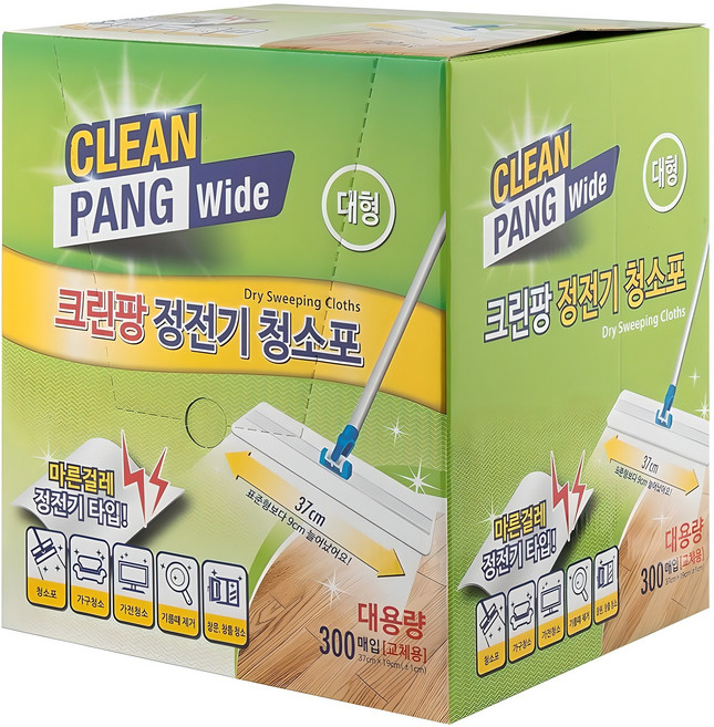 크린팡 대용량 정전기 청소포 대형 300매입, 1개