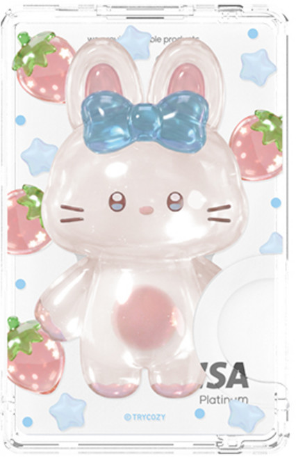 트라이코지 젤리 버디 멀티 스탠드 마그네틱 카드 지갑 (맥세이프 호환), 1개, 젤리 래빗