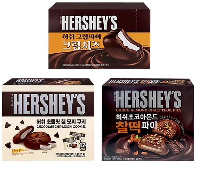 허쉬 3종 (크림파이크림치즈224g+초코아몬드찰떡파이220g+초콜릿칩모찌쿠키240g) 1세트 (총3개), 1개, 224g