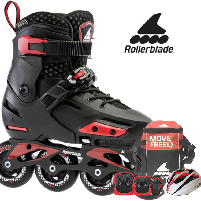 롤러블레이드 에이팩스 블랙레드 APEX FSK 아동용 인라인+가방+보호대+헬멧 세트, 가방+보호대+헬멧-블랙 그레이세트, 1개
