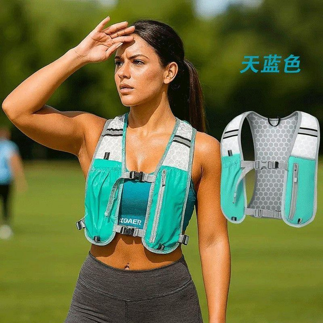 運動戶外騎行大容量水袋馬甲包, 天蓝色, 天蓝色