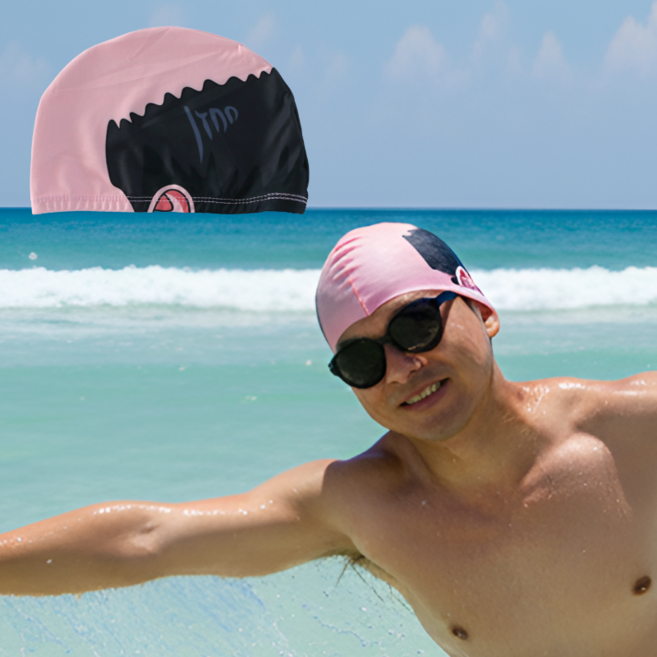 웃긴 대머리 특이한 수모 수영모자 수영모 수영인 선물 [빡빡이 귀여운 디자인 물놀이 벌칙 쓸데없는 쓸모없는 킹받는 신박한 재미있는 재밌는 무쓸모 템], 1개