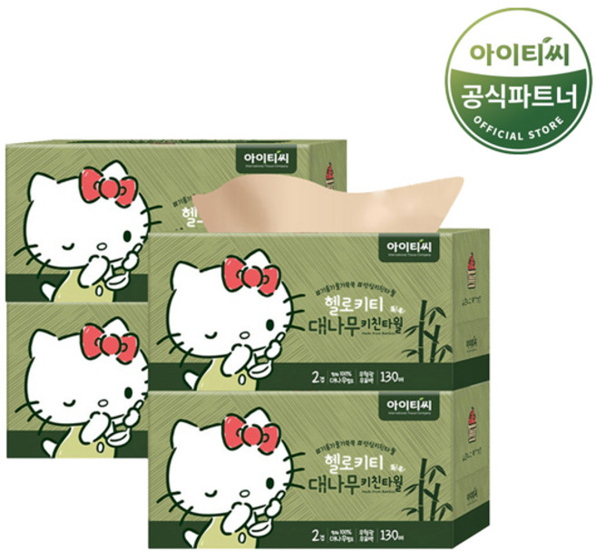 헬로키티 대나무 키친타올 톡톡 (130매X4개), 130개입, 4개