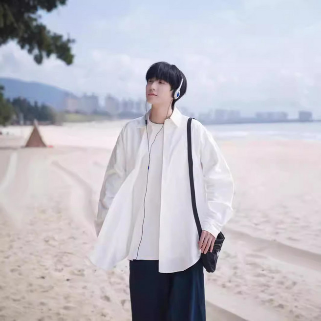 日系cityboy長袖襯衫男春秋季帥氣青春寬鬆港風休閒百搭襯衣外套