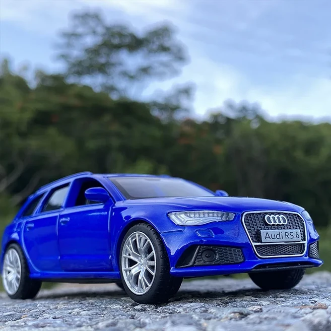 1:36 RS6 스테이션 왜건 합금 자동차 모형 다이캐스트 장난감 차량 금속 풀백 고정밀 수집품 어린이 선물, 02 Blue